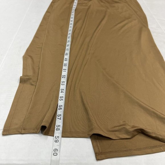 Superdown M Erla Cutout Maxi Slip Dress One Shoulder Brown High Slit Cocktail - Picture 6 of 11